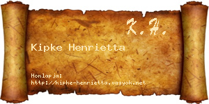 Kipke Henrietta névjegykártya